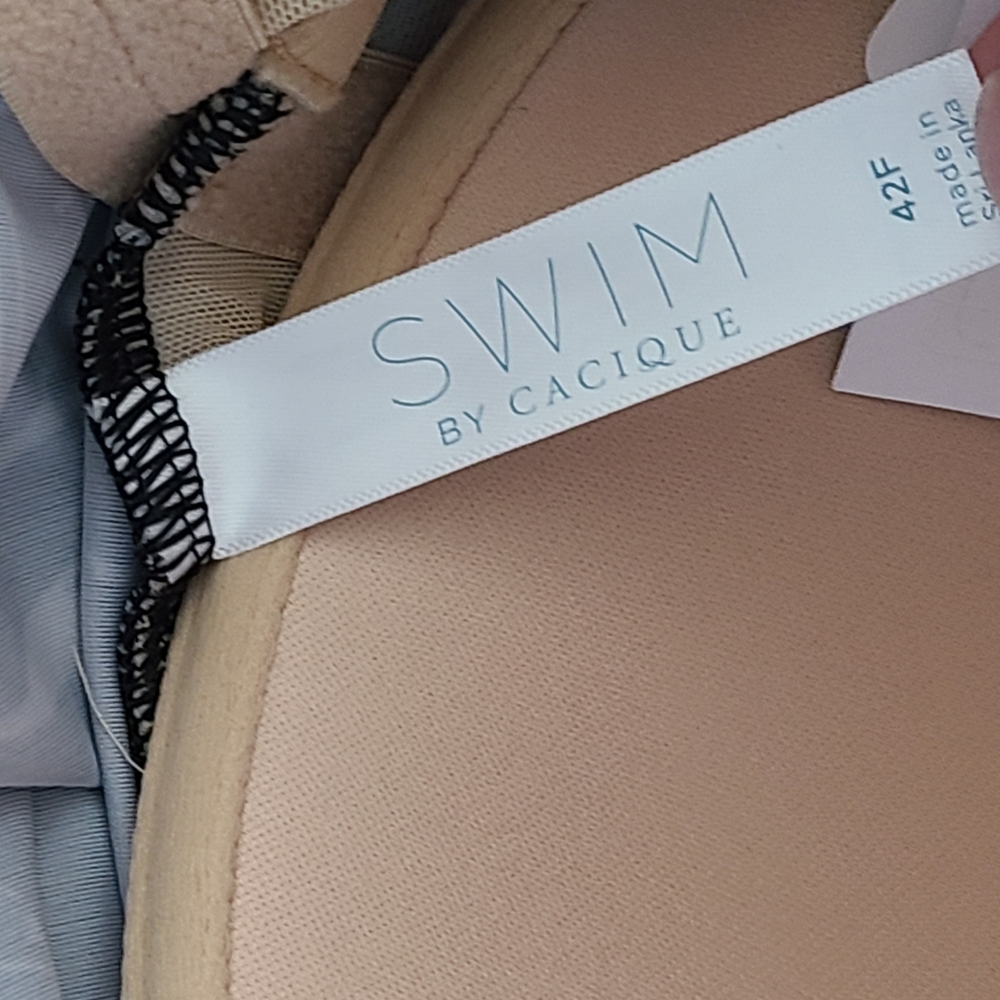 NWT Swim By Cacique Swim Top Plus Size 42F Black White - Picture 7 of 7